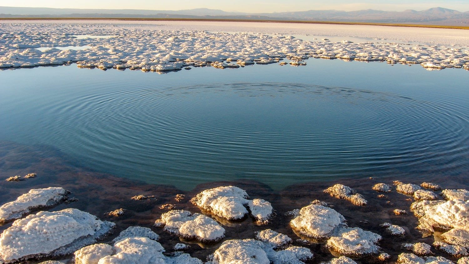 Private-Travel-Atacama-Desert-Chile-Salt-Pool Natural Salt pool surrounded by seemingly endless Atacama Desert in Chile