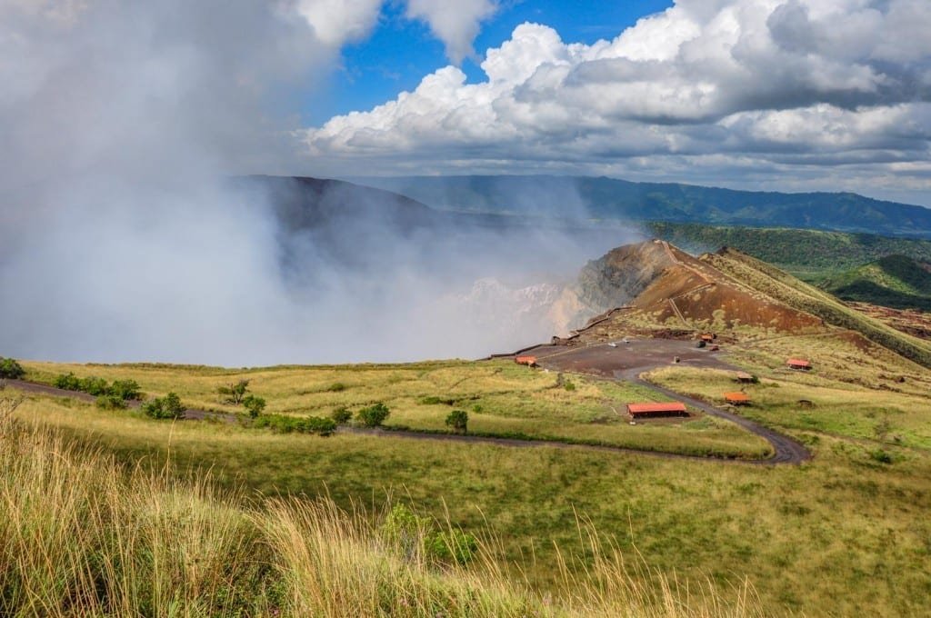 Masaya-Nicaragua-2-Landed-Travel-Private-Travel Steam rising from wide mouth of Masaya Volcano in Nicaragua. Photographed on a hiking tour in the area