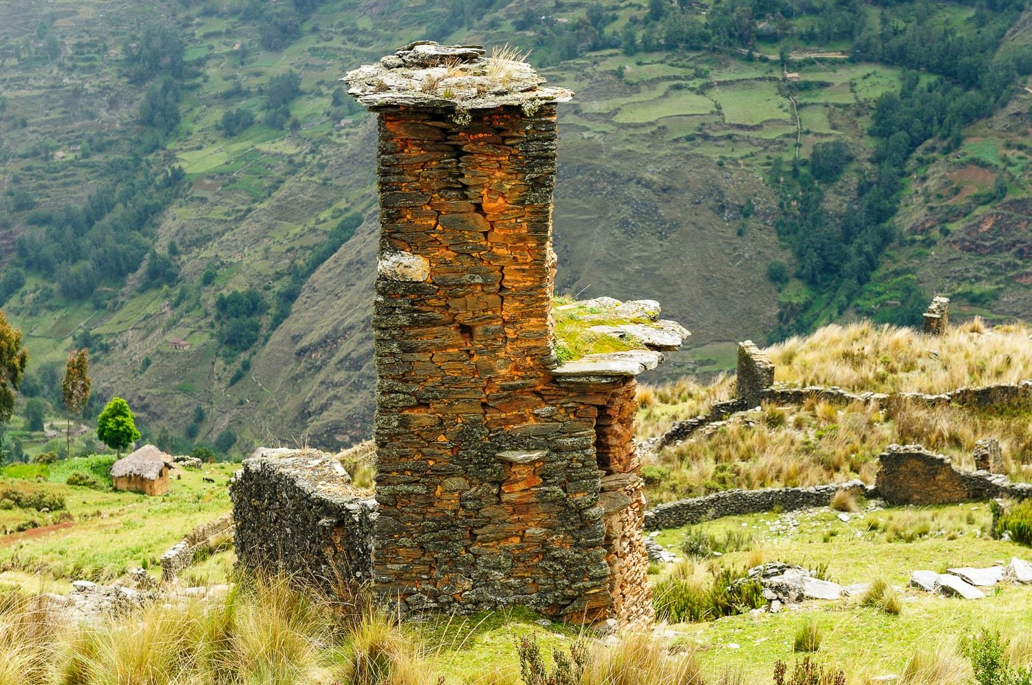 Peru, Piruro pre Columbian ruins near Tantamayo Piruro ruins near Tantamayo. Tantamayo was capital of the preColumbian Yarowilca culture, one of the olest know in Peru. Buildings were constructed with up to 6 floors connected via spiral staircases