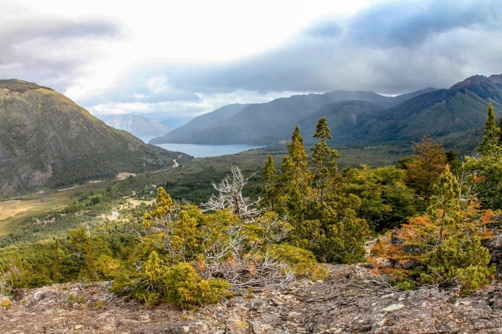 Private-Travel-Custom-Travel-Argentina-Lake-District-El-Bolson-View View of El Bolson over lake in Patagonia, photographed on private hiking tour of Chile and Argentina