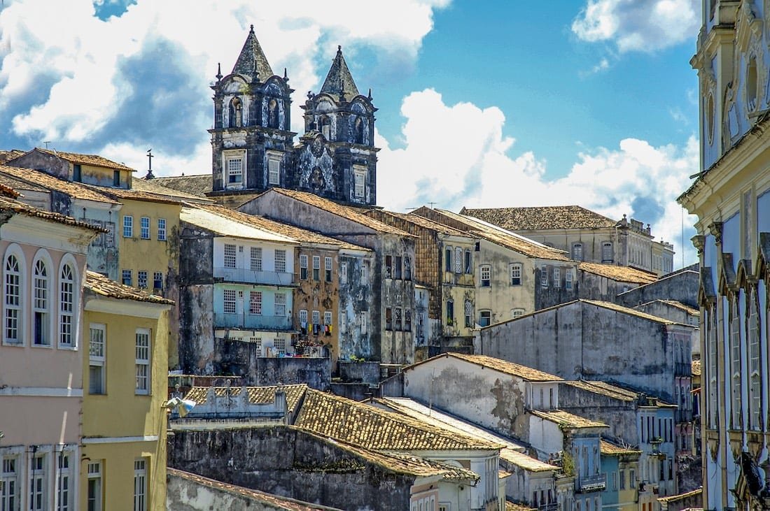 Pelourinho-Salvador-de-Bahia-Brazil Pelourinho twin bell towers in Salvador, Brazil