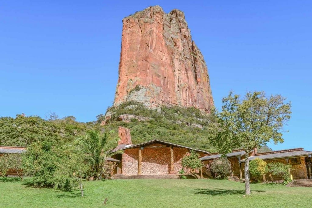 Landed-Travel-Private-Travel-Chochis-David-Tower-Santa-Cruz-Bolivia private hut shadowed by David tower in santa cruz