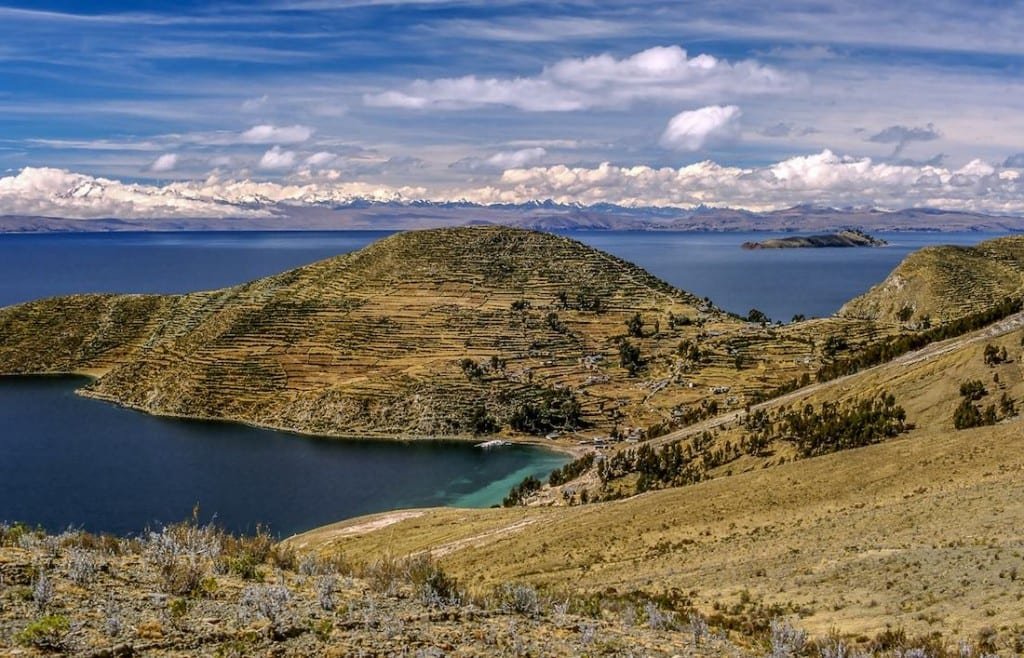 Titicaca-Bolivia-Landed-Travel-Private-Travel Expansive shores of Bolivia's Lake Titicaca, showing seemingly endless waters its famous for