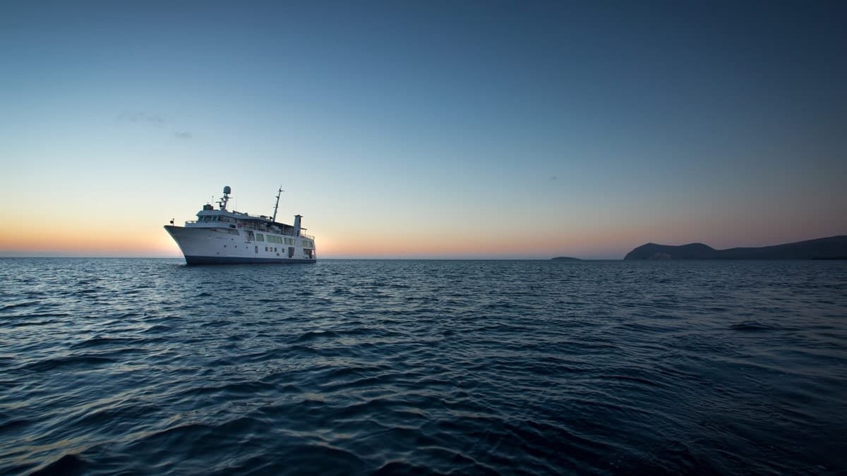 Yacht-Isabela-Galapagos Another of LANDED's Galapagos Yacht Charters, M/Y Isabela, on a cruise of the Galapagos archipelago at dusk