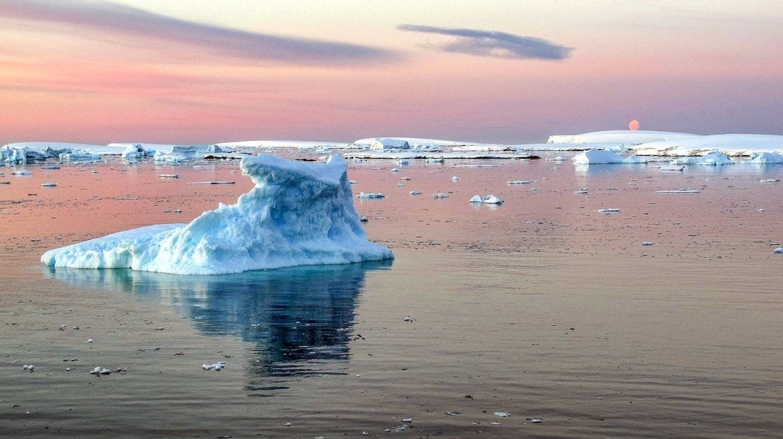 Antarctica-Private-Custom-Travel-Design-Cruise-Antarctica21-4 Beautiful pink sunset over glacier field in Antarctica, photographed on recent family vacation to the Antarctic