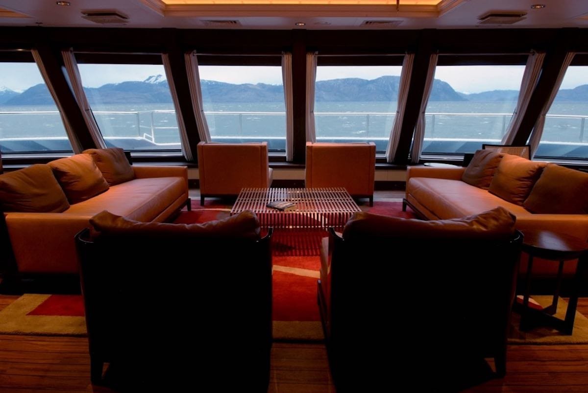 Stella-Australis-lounge The Stella Australis lounge features leather couches and large ocean views.