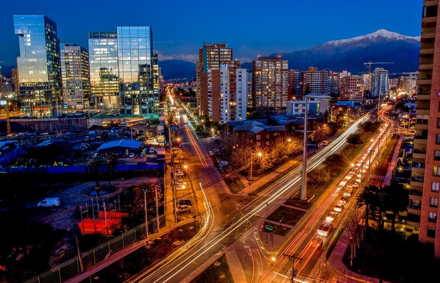 Santiago night view of city