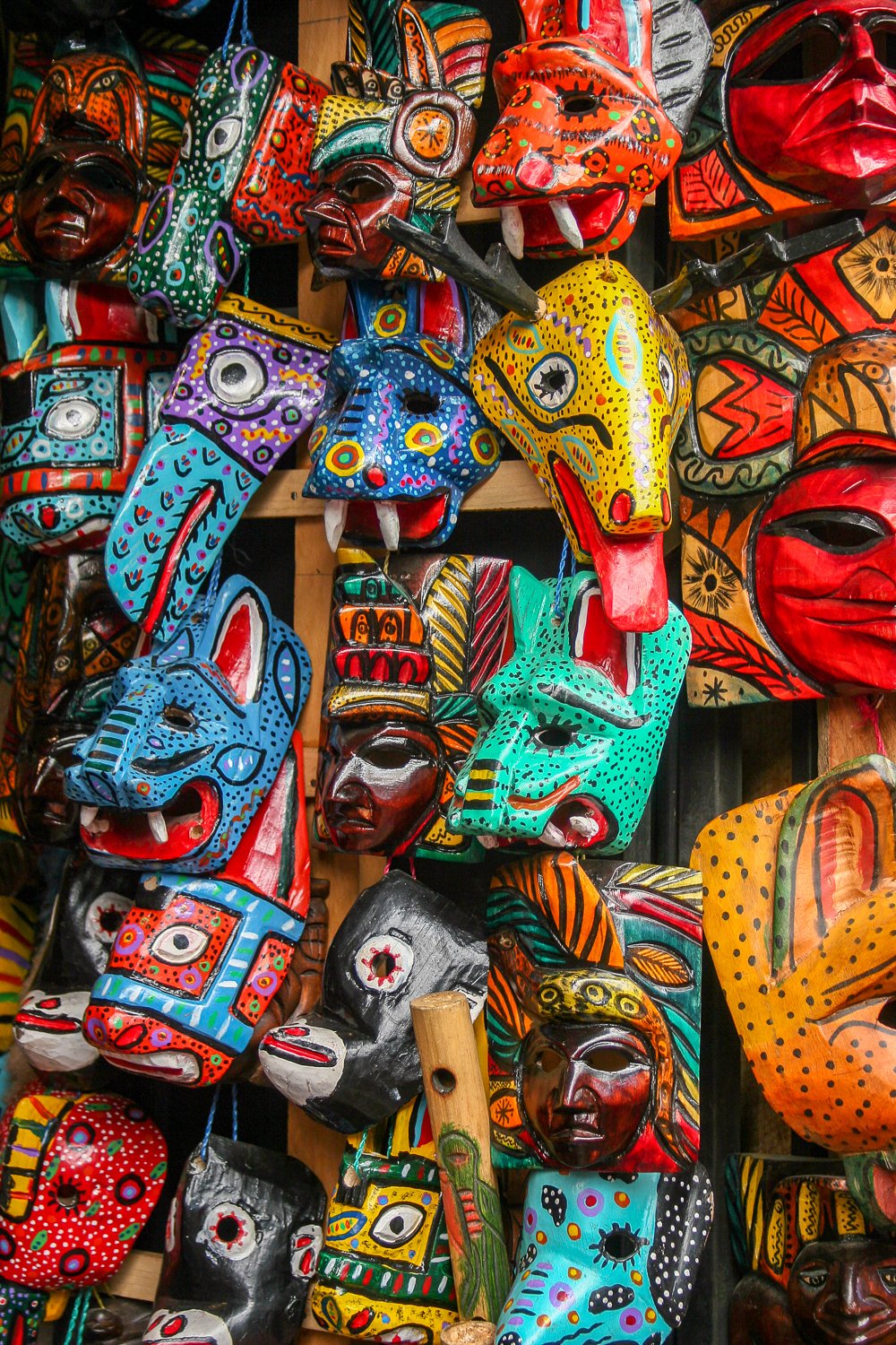 Colorful Masks at the Market in Antigua