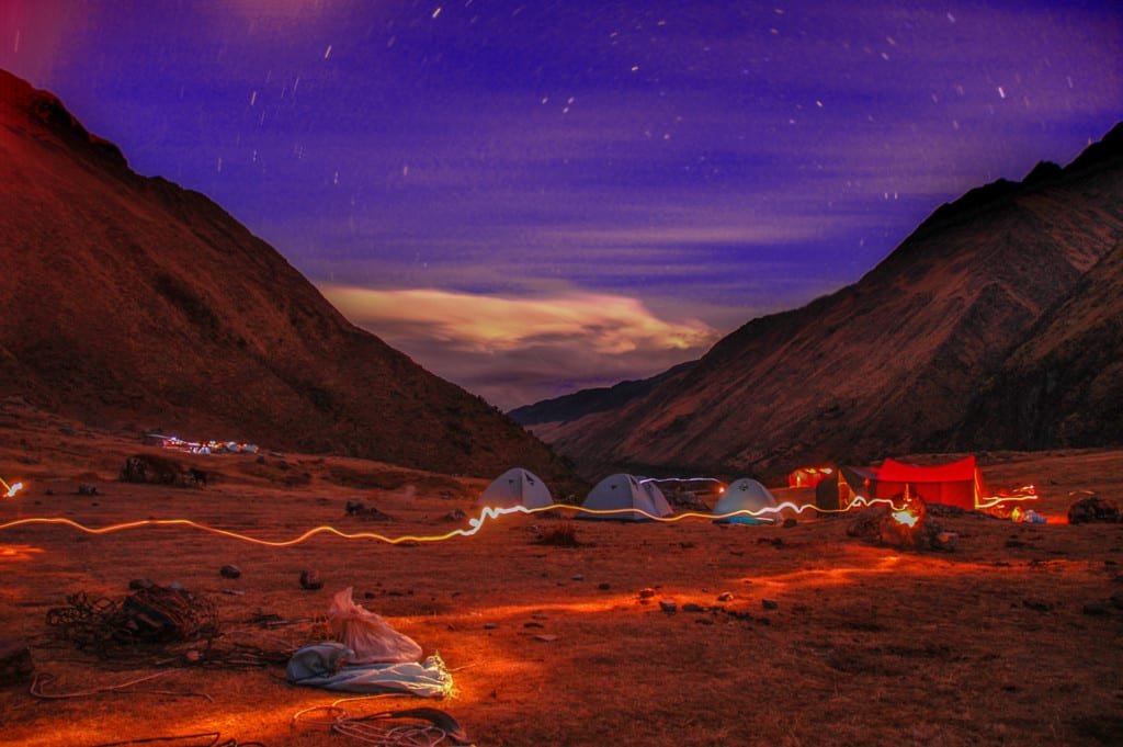 Cordillera Blanca camping at night